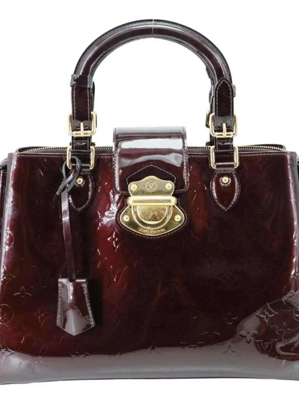 LOUIS VUITTON  Melrose Avenue Monogram Vernis Leather Satchel Bag Amarante